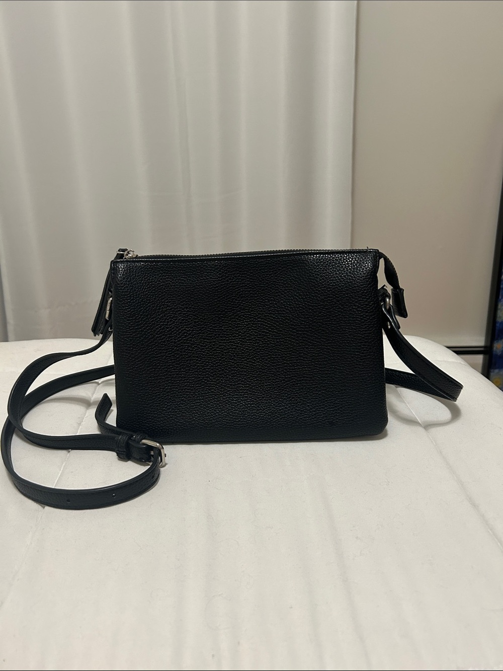 Simons Black Pebbled Leather Crossbody Bag